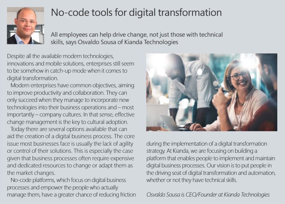 No-code tools for digital transformation
