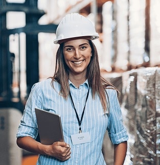 woman working in health and safety in manufacturing
